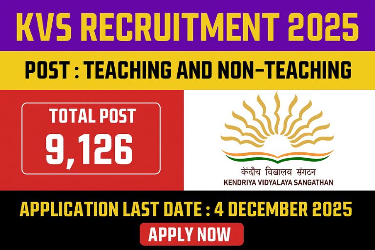 KVS Recruitment 2025 - Apply Online for 9126 Teaching Posts