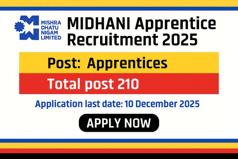 MIDHANI Apprentice Recruitment 2025 - Apply for 210 Posts