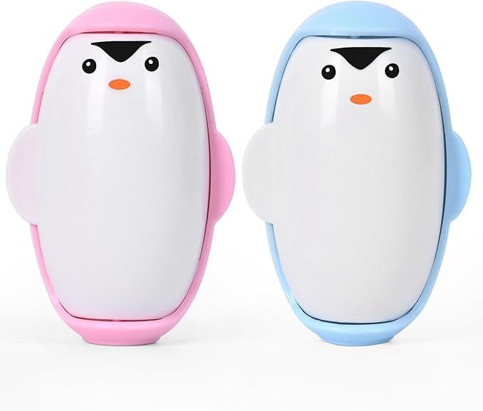 Penguin-Shaped Reusable Lint Roller Ball - Portable, Extra Sticky Gel Lint Remover for Clothes Pet Hair, Mini Travel Size...