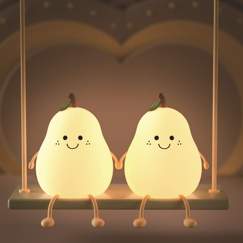 Pear-Shaped Silicone Decompression Clap Light with Timer, Touch Pear Shaped Night Light LED Silicone Lamp, 7 Colors Colorf...