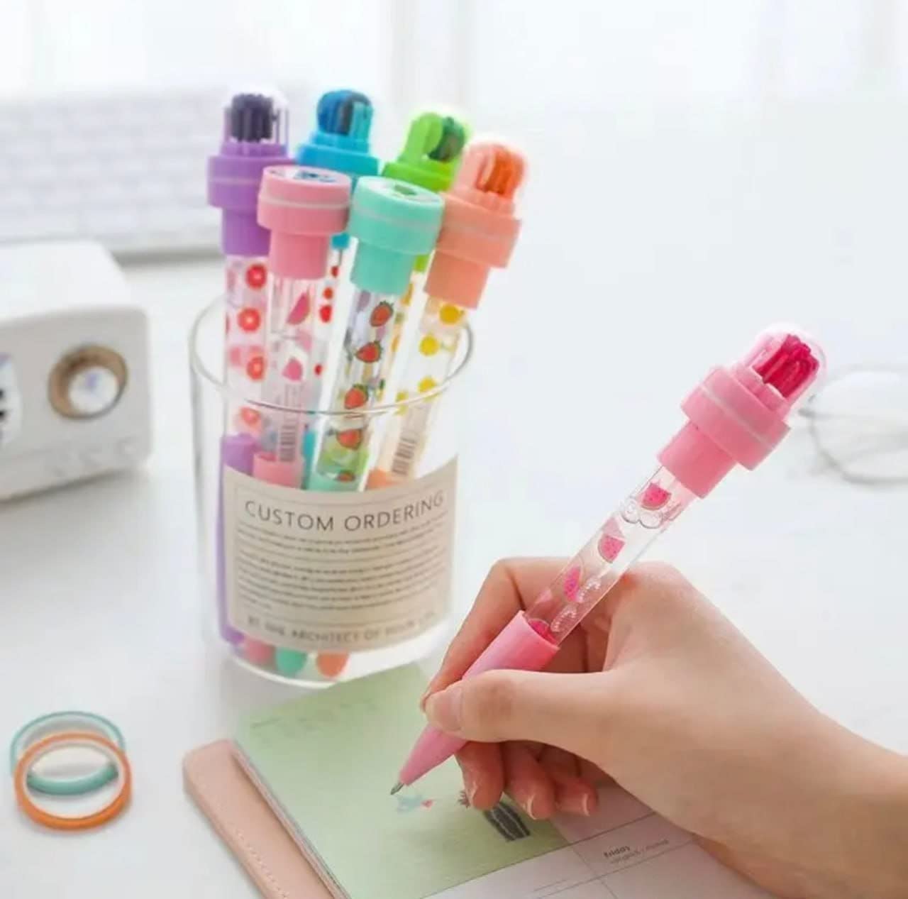 5 in 1 Bubble Stamp Ballpoint Pen with Cute and Lovely Roller Stamp and Flat Stamp