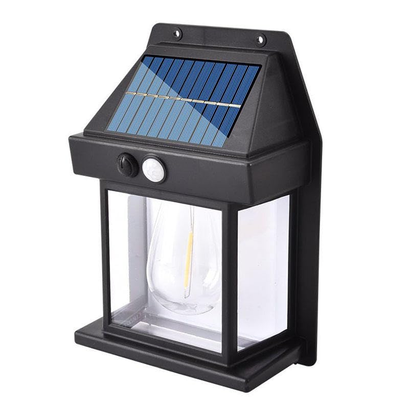 LED Exterior Wall Lights, Solar Power Warm Light Outdoor Light Wire Wall Lamp Courtyard Human Induction Lamp for Garden O...