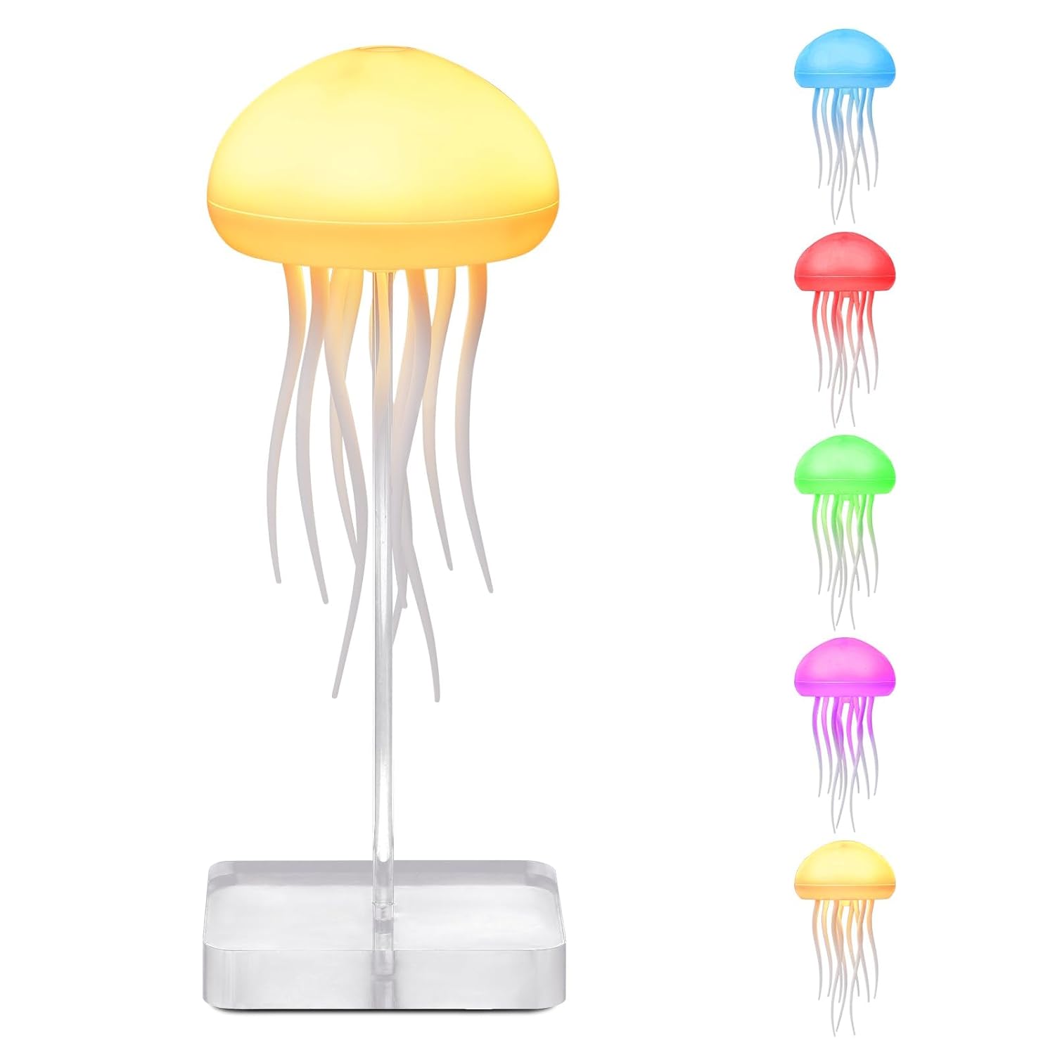 Jellyfish Lamp, Voice Control Jellyfish Lamp with Dancing Legs, RGB Gradient Jellyfish Bedside Lamp, Rechargeable Jellyfis...