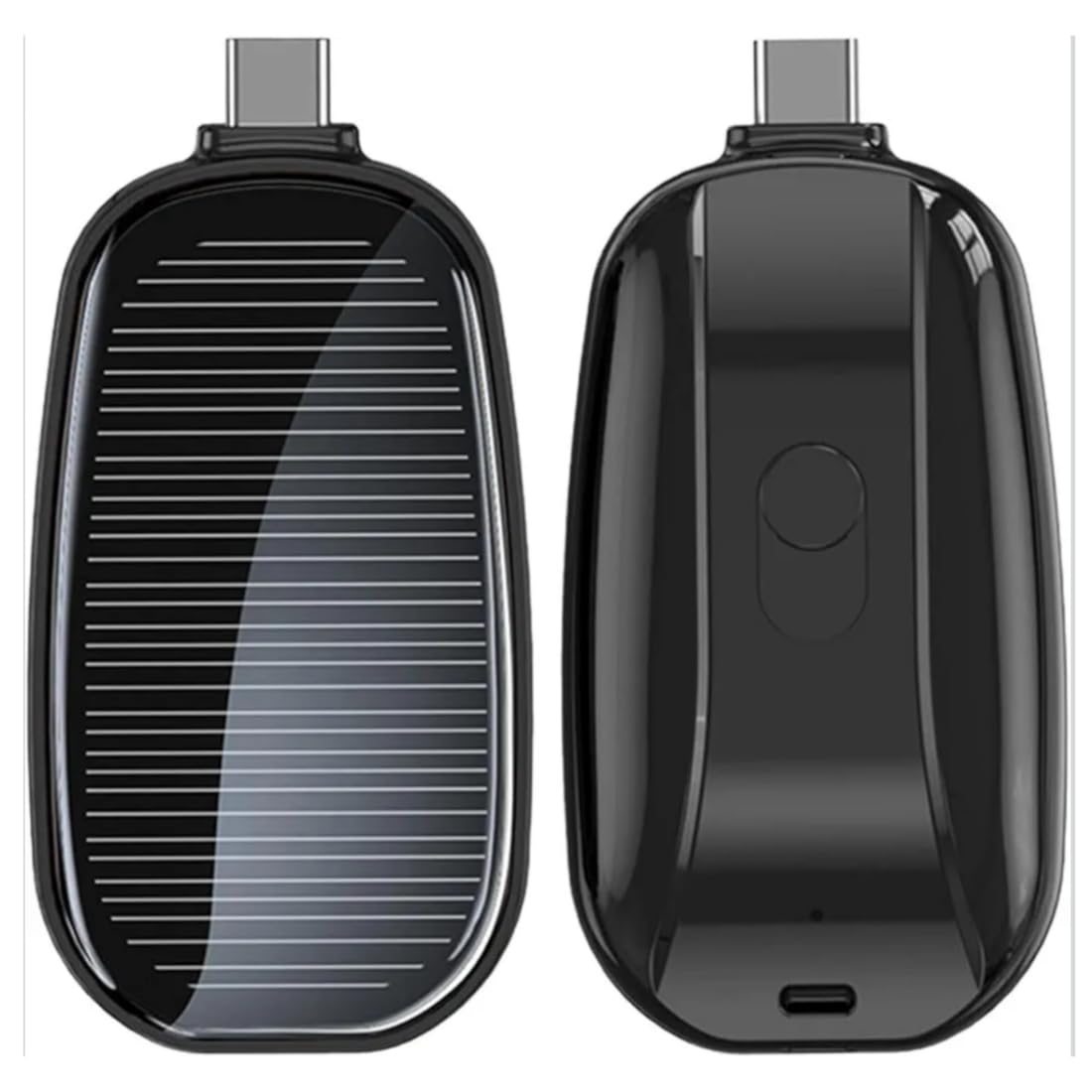 Small Solar Charger Solar Power Bank Keychain Charger for Mobile Phones with Carabiner Emergency Power Supply Type C Pin