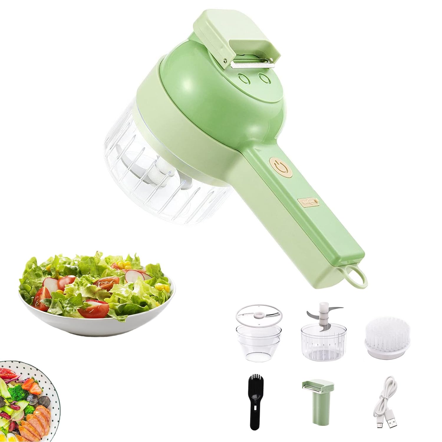 Portable Auto Vegetable Cutter Set,Electric Garlic Chopper with Clean Brush, Mini Handheld Wireless Food Chopper for Salad...