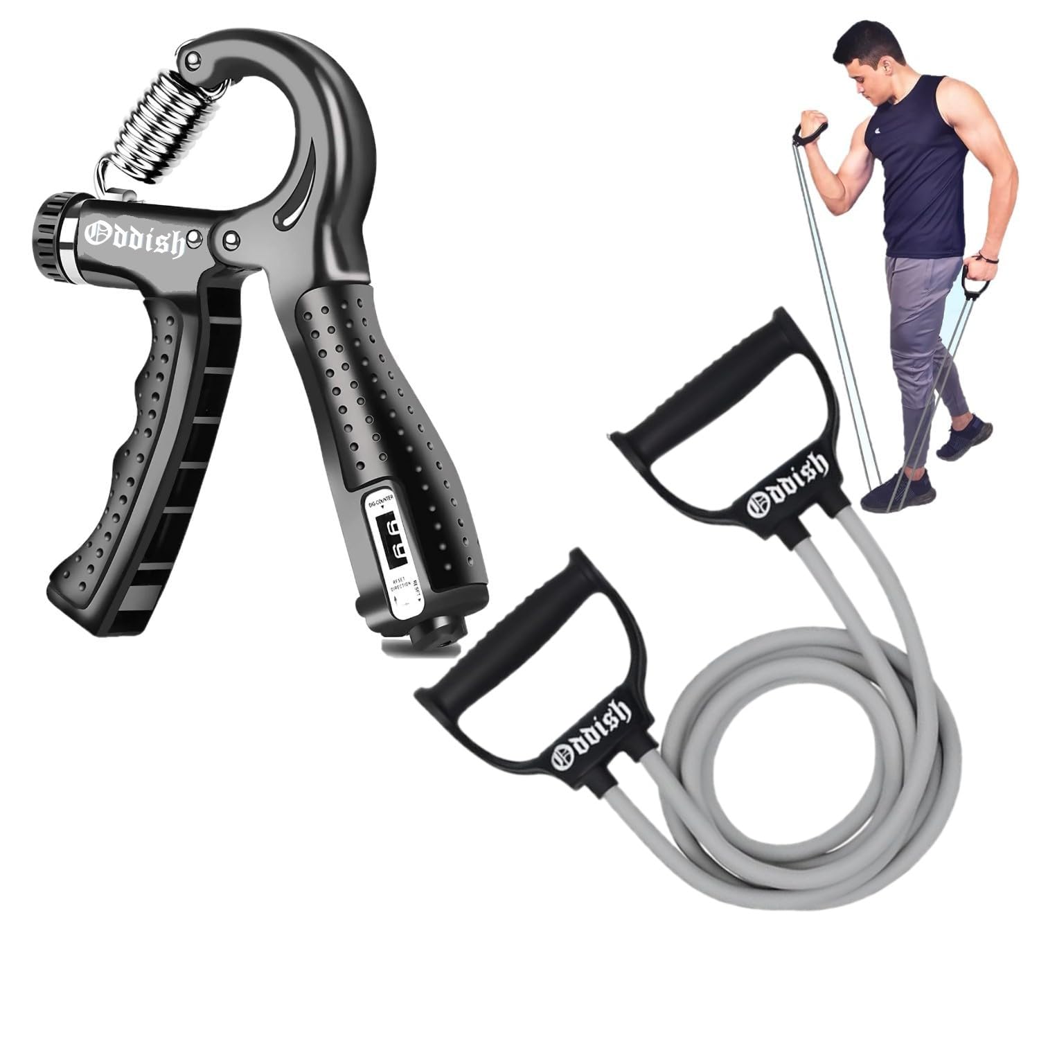 Plastic Hand Grip Strengthener with Counter Resistance Toning Tube for Adjustable Forearm Finger Exerciser + Stretch Tub...