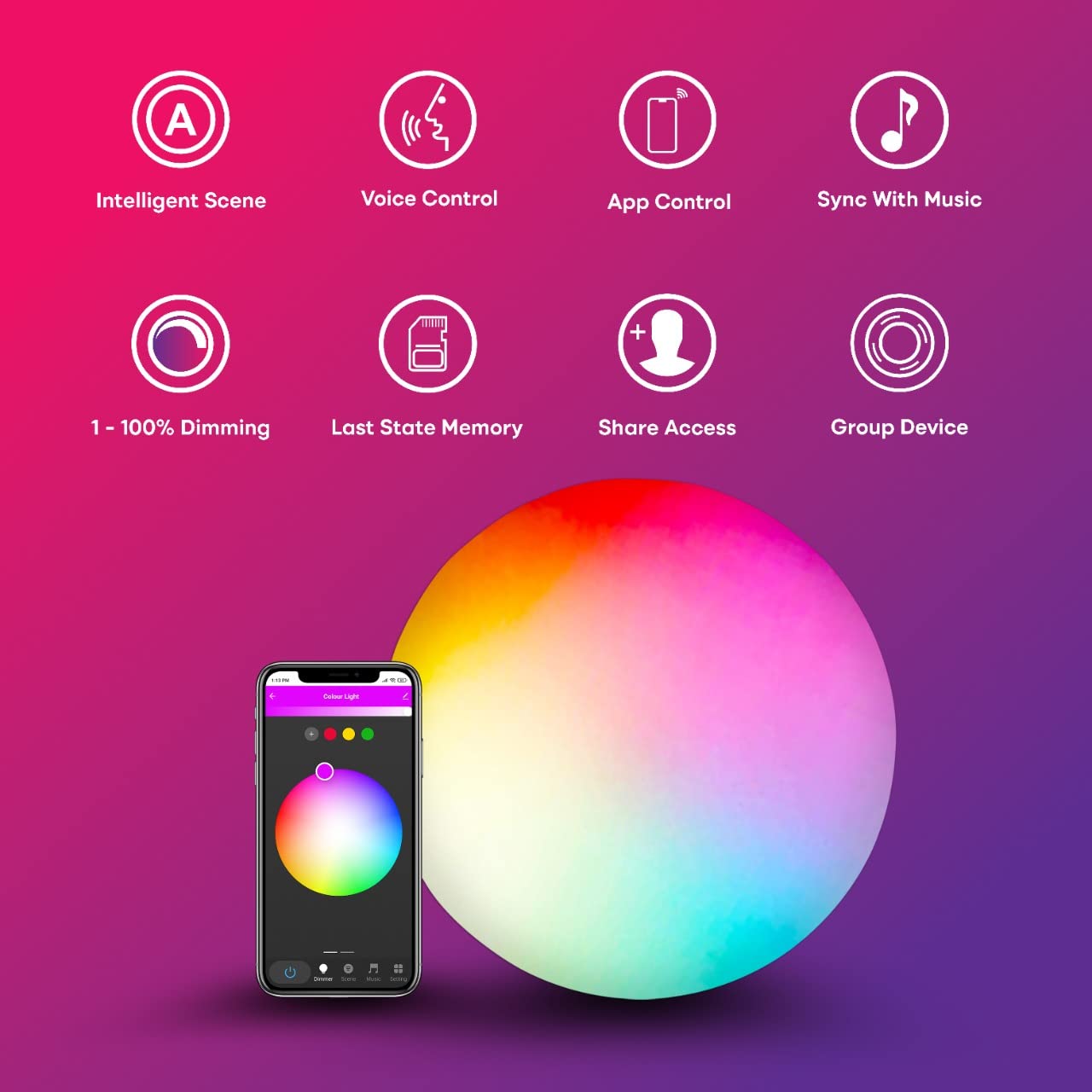 HomeMate WiFi Smart LED Surface Light | 10 W, 16 Million Colors + Warm and Cool White | Works with Amazon Alexa, Google As...