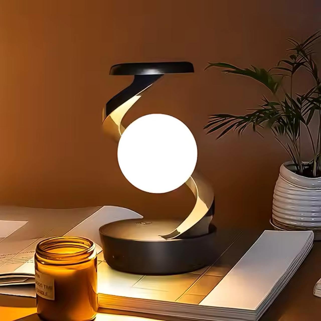 Spiral Rotating Desk Lamp | RGB Spiral Rotating Moon Lamp | Rechargeable Table Lamp | Multicolor LED Levitating Night Ligh...