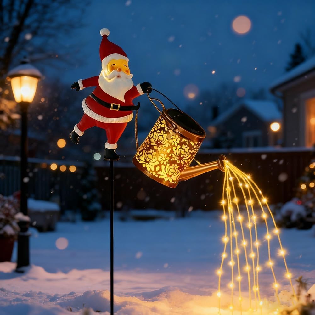 Christmas Santa Solar Kettle Lights Garden Lawn Decorative Lights, Santa Kettle Ground Lamp Solar LED Night Light Outdoor ...