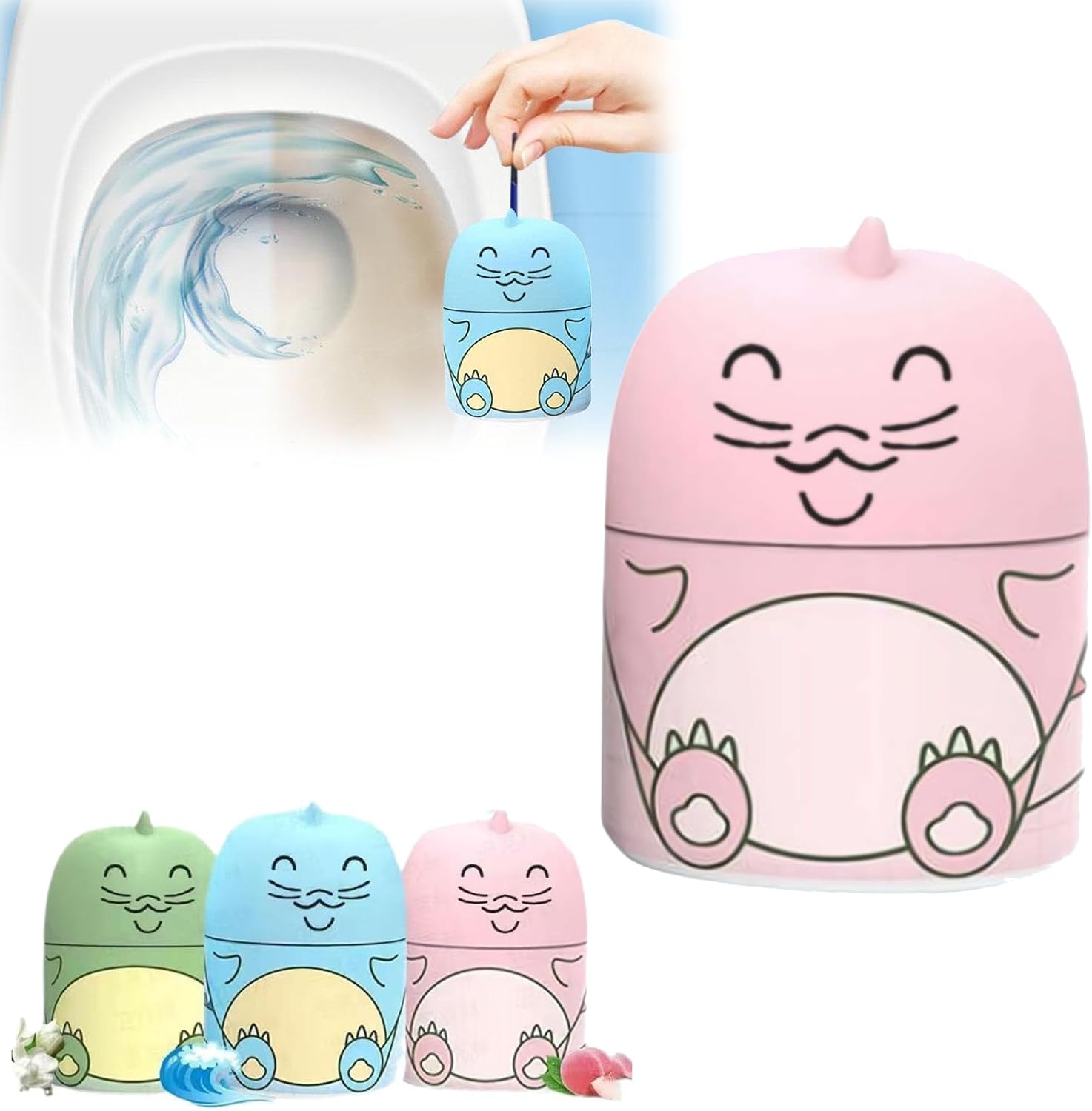 Cute Dinosaur Toilet Cleaner, 2-in-1 Cleaning Deodorizing Toilets Tank Wonder, Crazy Clean Toilet Bowl Cleaner with Ocean...