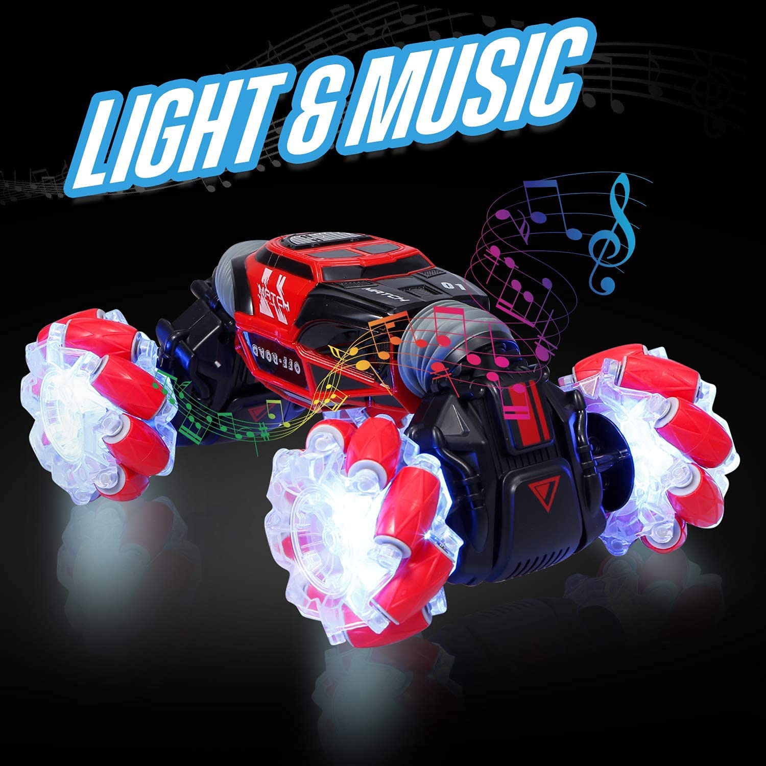 RC Stunt Car with Off-Road, Four-Wheel Drive, Sports Mode, 2.4G Gesture Controlled Double-Sided Remote-Control Car Toy for...
