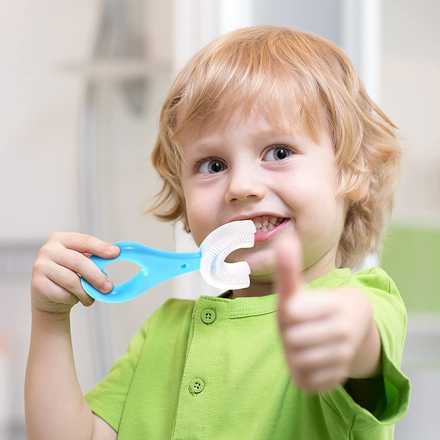 U Shaped Toothbrush For Kids 2-5 With Cover | Manual U Type 360 Degree Soft Silicone Oral Teeth Cleaning Gift For Baby Inf...