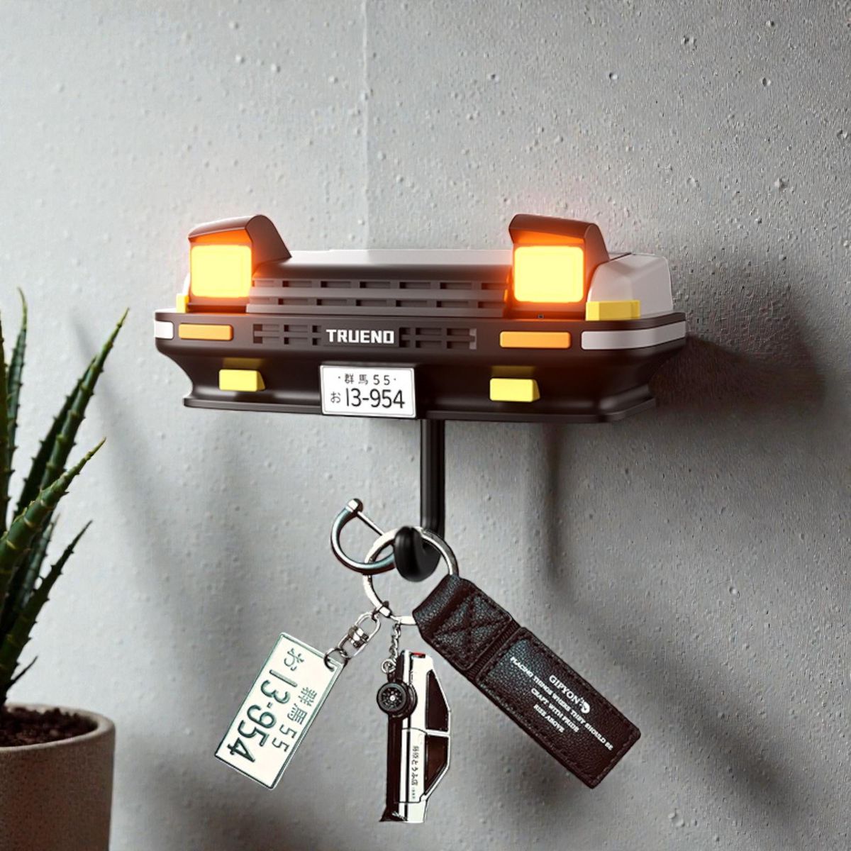 Car Open Headlights Key Holder with Wall Mount LED Lights | Unique Vintage Car Design for Entryway, Living Room, Hallway ...
